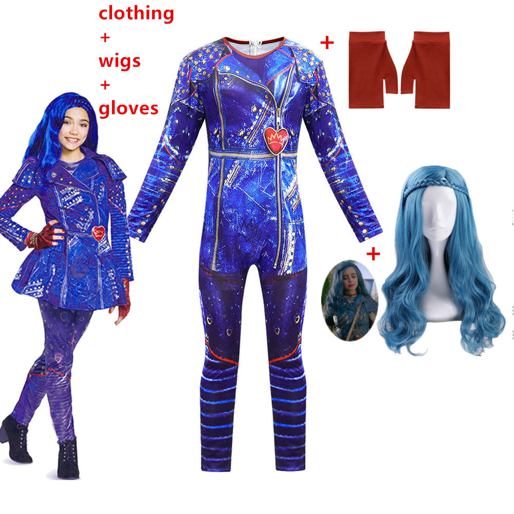 万圣节儿童服装后裔3 evie角色扮演迪士尼歌舞剧星光继承者cos服