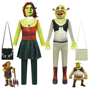 万圣节儿童Shrek怪物史瑞克cosplay服装史莱克Fiona公主表演出服