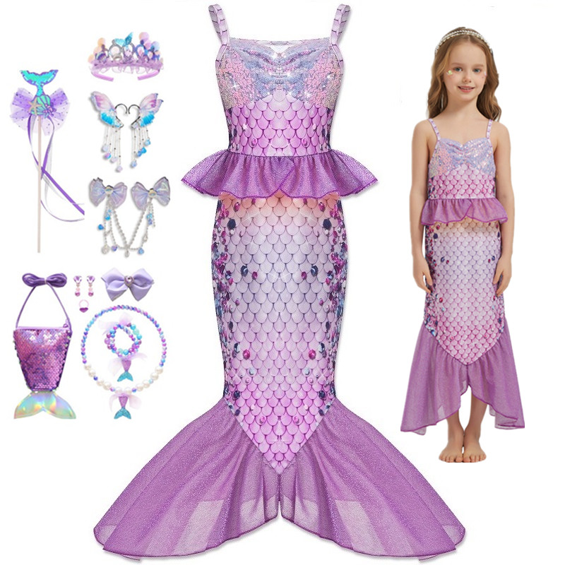 女童美人鱼爱丽儿公主裙cosplay