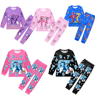 Six Seven Steal A Brainrot儿童睡衣套装男女童长袖家居服春秋新