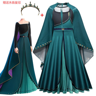 冰雪奇缘2安娜儿童公主裙anna加冕连衣裙长礼服皇冠生日裙子秋冬