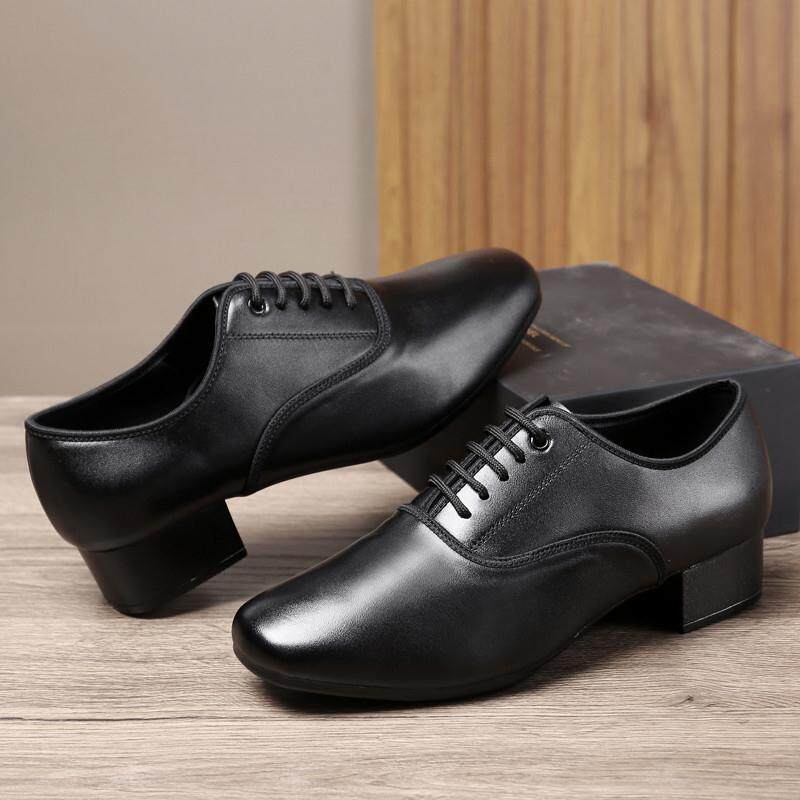 新款牛皮男士摩登舞鞋男舞蹈鞋广场舞鞋成人高跟软底国标舞舞鞋