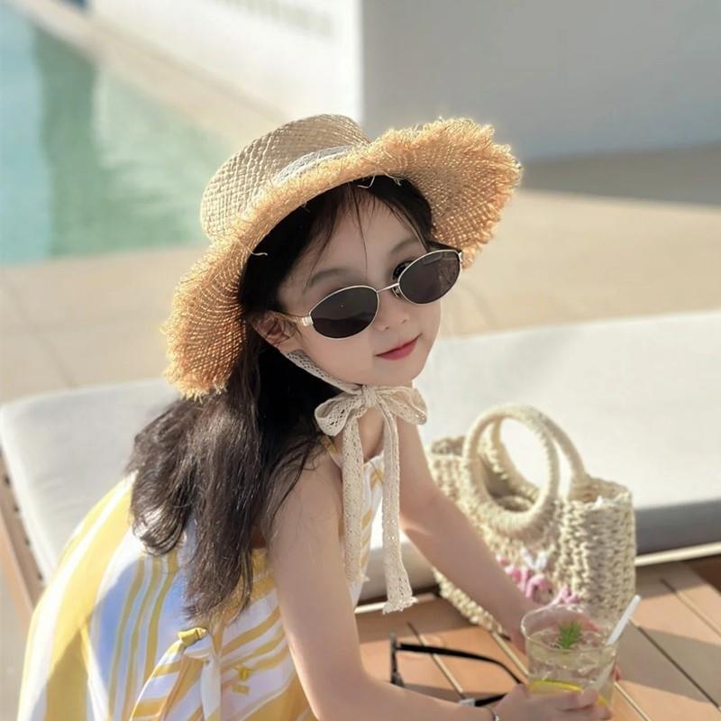儿童编织草帽女孩遮阳防晒女童沙滩草帽女款帽子女2026新款法式
