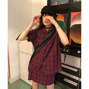 甜酷朋克格纹衬衫 popoup23ss Sweet Rock 套装