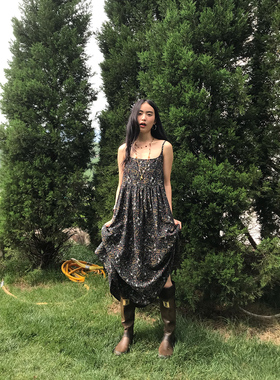popoup25SS“罗马假日”定制纯棉碎花前后两穿连衣裙