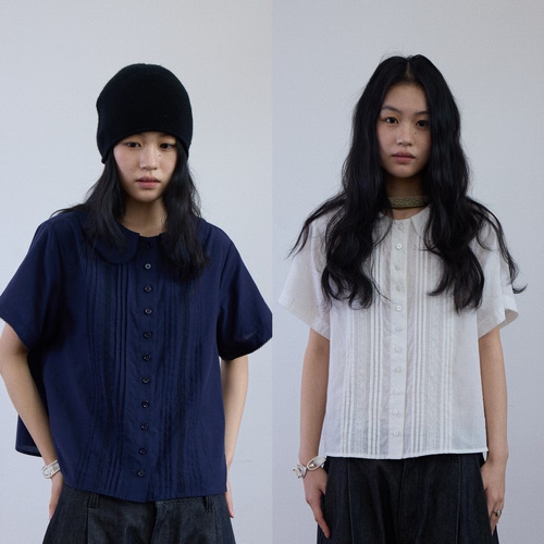 popoup26SS“恋恋笔记本”齐色蕾丝压褶衬衫