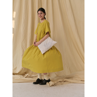 popoup26SS 压褶分割宽松连衣裙 凤梨