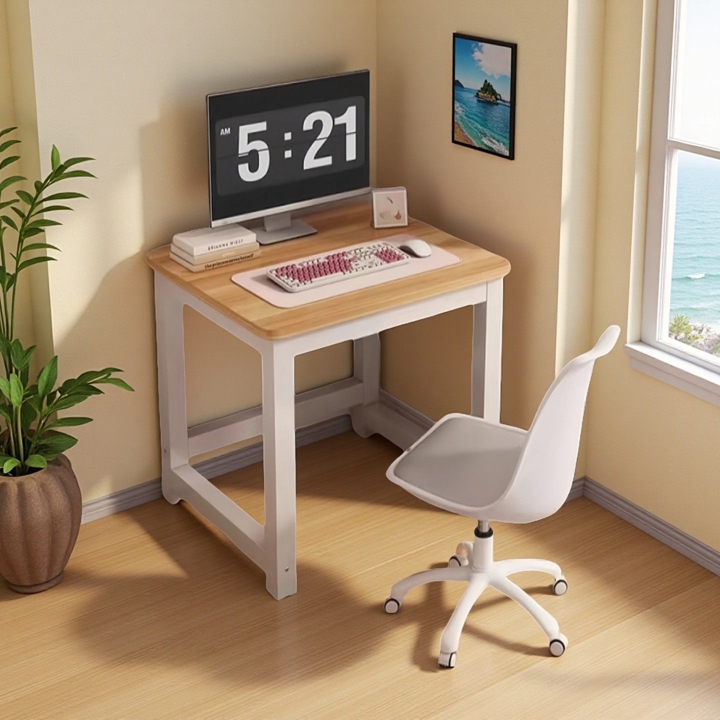 书桌电脑桌站立定制办公家用卧室阳台床边靠墙小学生学习写字桌子