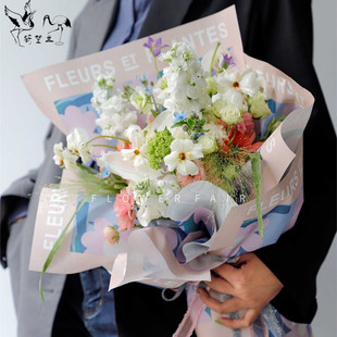 鹤望兰新款花朵集市包花纸 鲜花包装材料花束花艺 小号简约纸资材