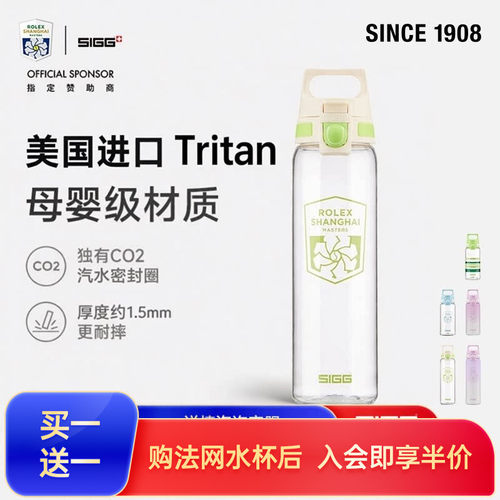 SIGG希格精彩系列运动水杯一键开合随行杯网球劳力士大师赛联名杯