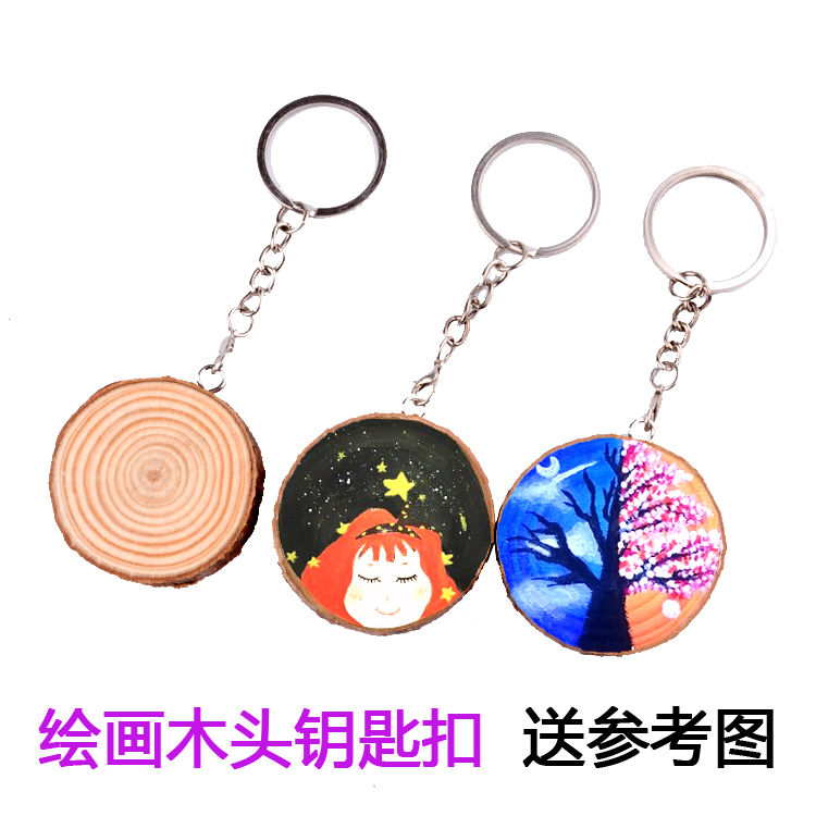 原木片年轮片手绘手工diy