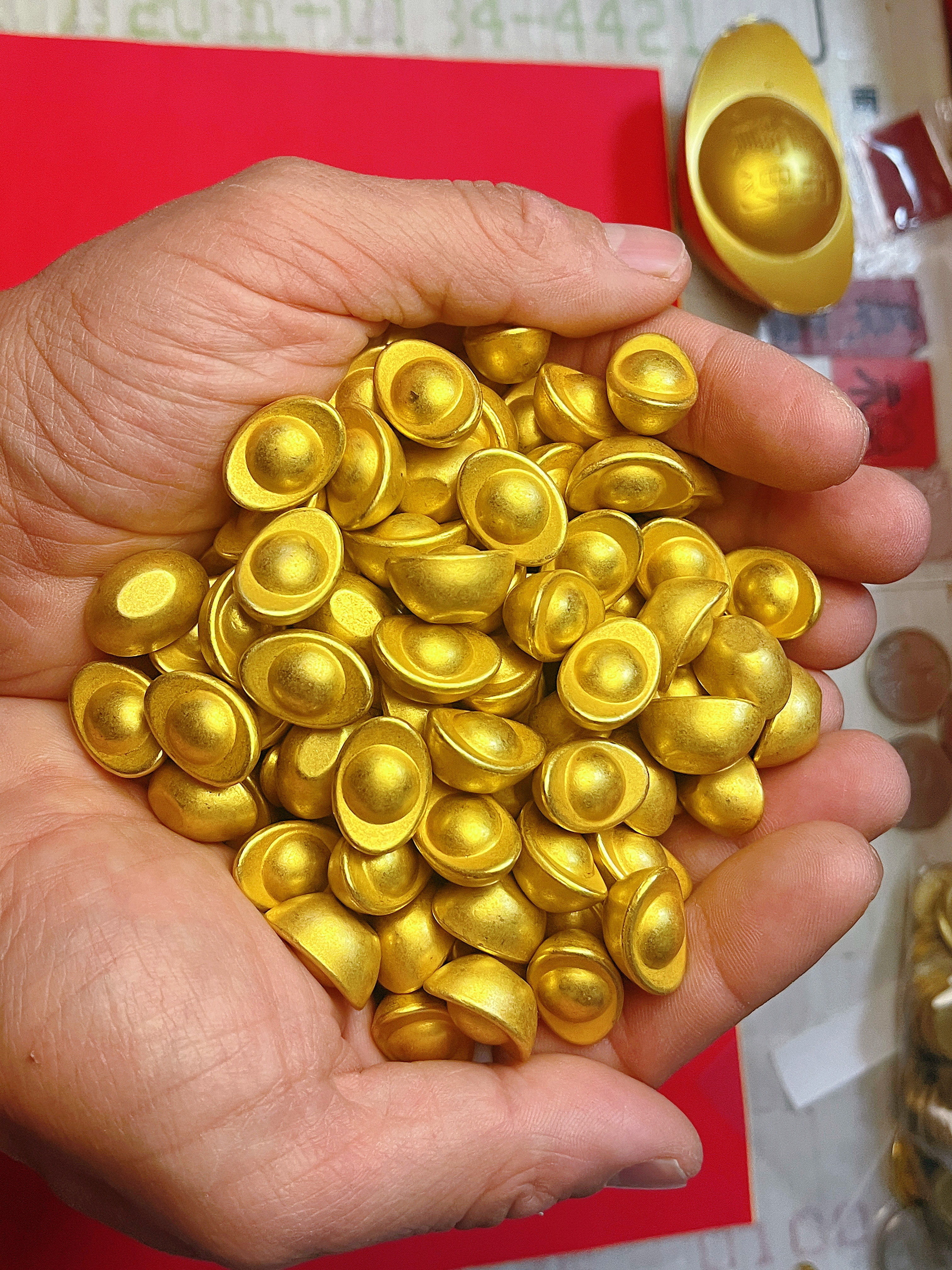 小金元宝摆件财神供奉用品实心大小号仿真元宝家居招财聚财装饰品