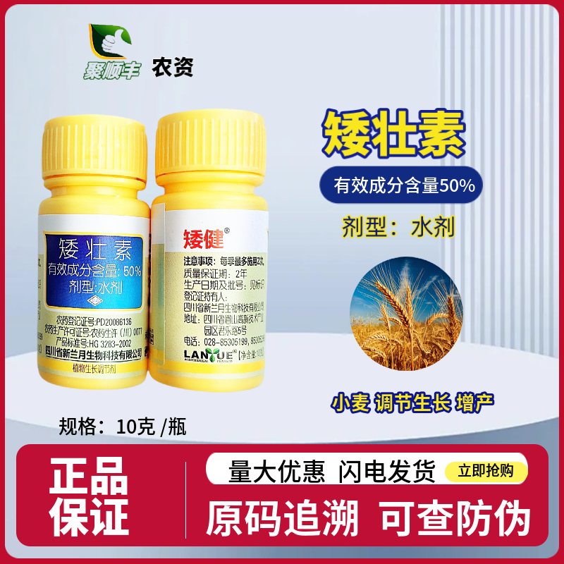 矮健50%矮壮素10克小麦调节生长