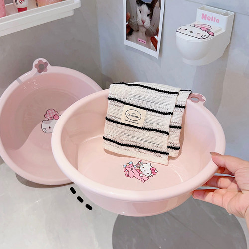 可爱猫咪塑料脸盆少女加厚防摔耐用学生洗衣洗脚盆子厨房洗菜盆