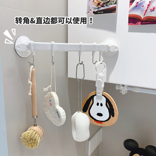 会拐弯的挂钩真空吸盘无痕挂钩厨房浴室移动毛巾架强力挂杆送挂钩