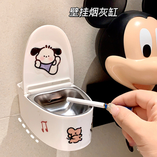 家用壁挂式烟灰缸厕所免打孔墙面烟灰盒带盖创意搞怪男朋友礼物