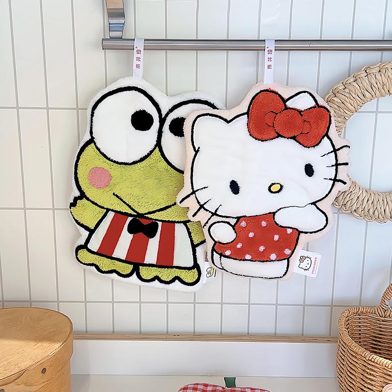 可爱三丽鸥擦手巾双层毛绒速干吸水厨房厕所手巾美乐蒂hellokitty