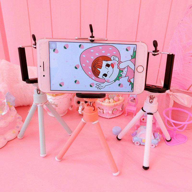 粉色少女系迷你三角架手机支架 看电影自拍直播神器 桌面手机架子|ruв категории Цифровые аксессуары, аксессуары для мобильных телефонов, телефон скобка/мобильный телефон сиденья - от Buy2taobao.com для оказания профессиональной услуги покупки агента Taobao
