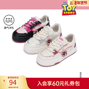 【迪士尼系列】热风女鞋厚底小白鞋2025秋季新款草莓熊休闲板鞋
