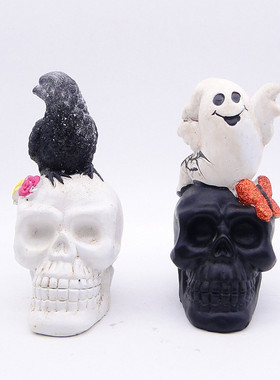 跨境新款万圣节鬼节鬼头乌鸦水鬼家居办公桌面装饰品创意精美摆件