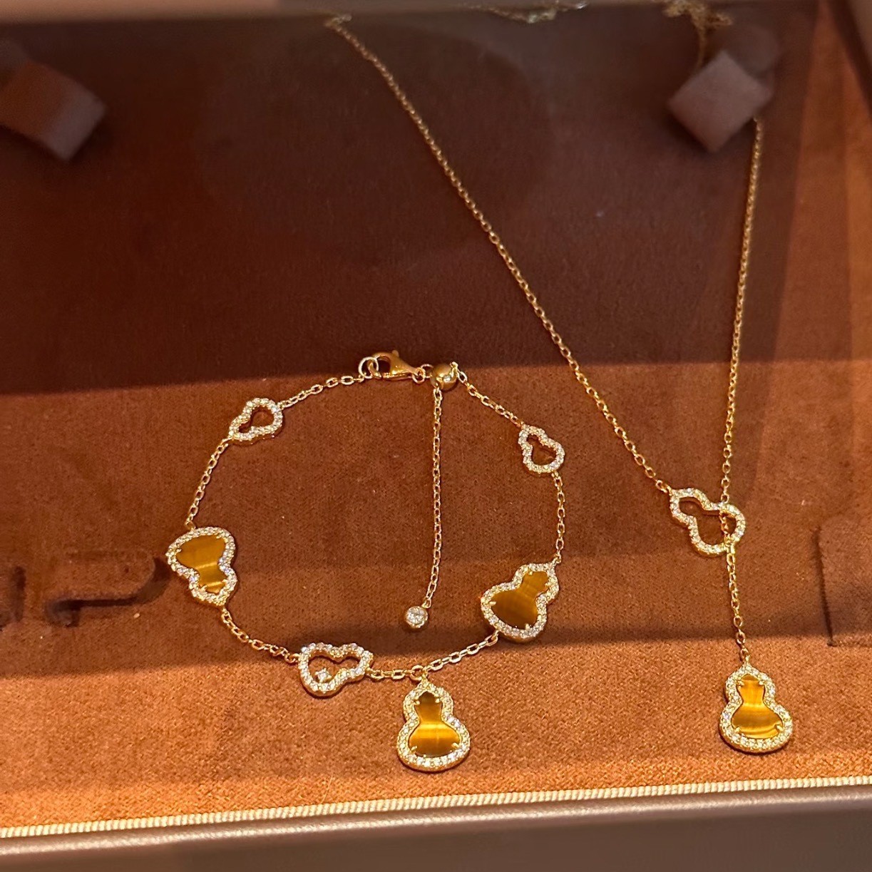 纯银S925天然虎眼双面佩戴手链项链套装轻奢精致高级感显白配饰