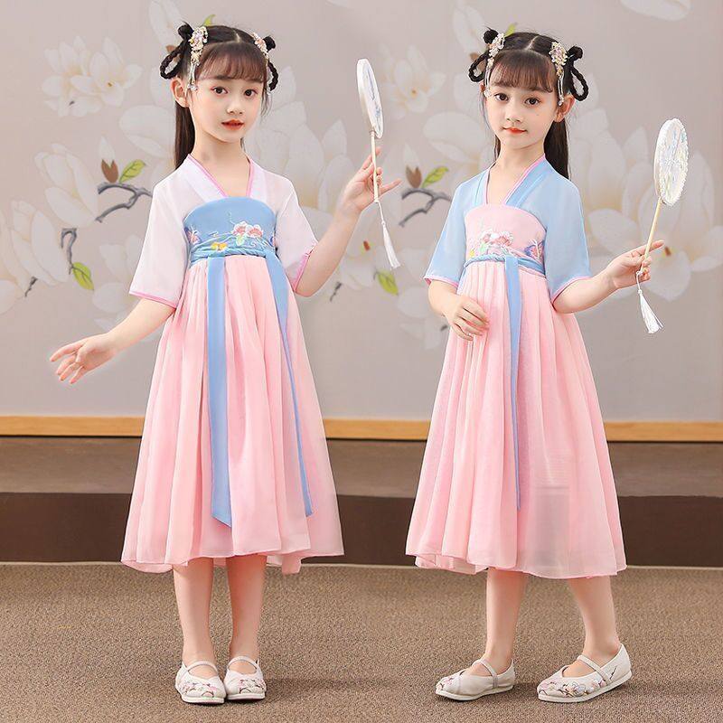 女童民族风汉服夏儿童刺绣唐装超汉服
