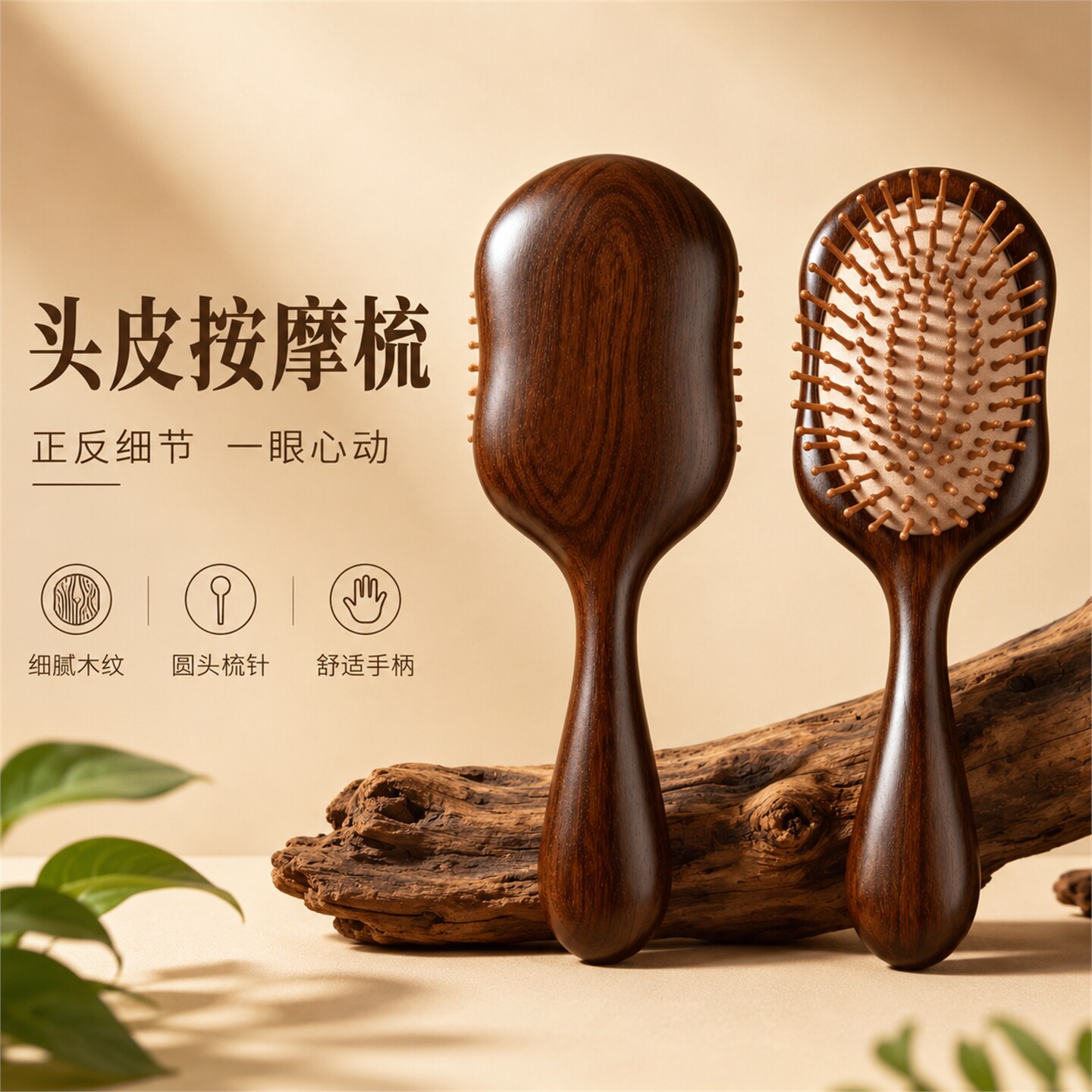 檀木气囊头皮按摩梳顺发不打结