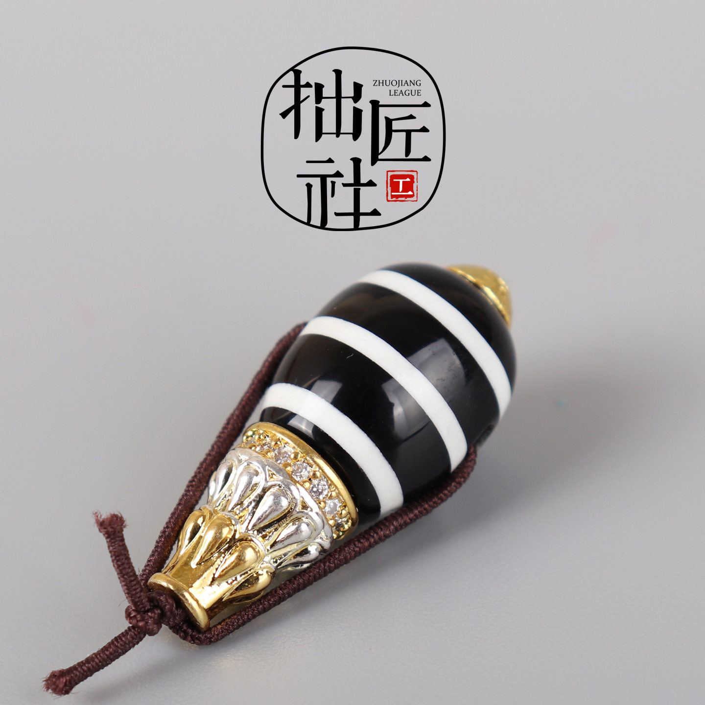 藏式西藏药师天珠佛头 文玩三通配饰 菩提手串手链配件