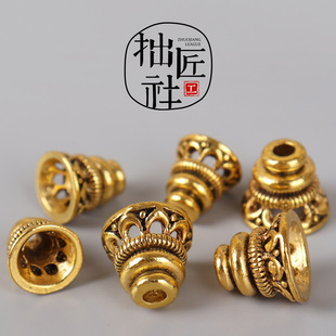 藏式铜莲花佛塔 佛珠念珠手串手链三通佛头配件 手作diy配饰
