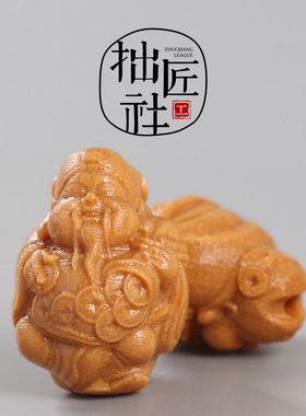 手工檀香木财神配饰 手作diy配件 手串手链挂坠吊坠