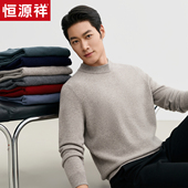 毛衣 男2025秋冬新款 100%羊毛 半高双层领日常男士 恒源祥羊毛衫