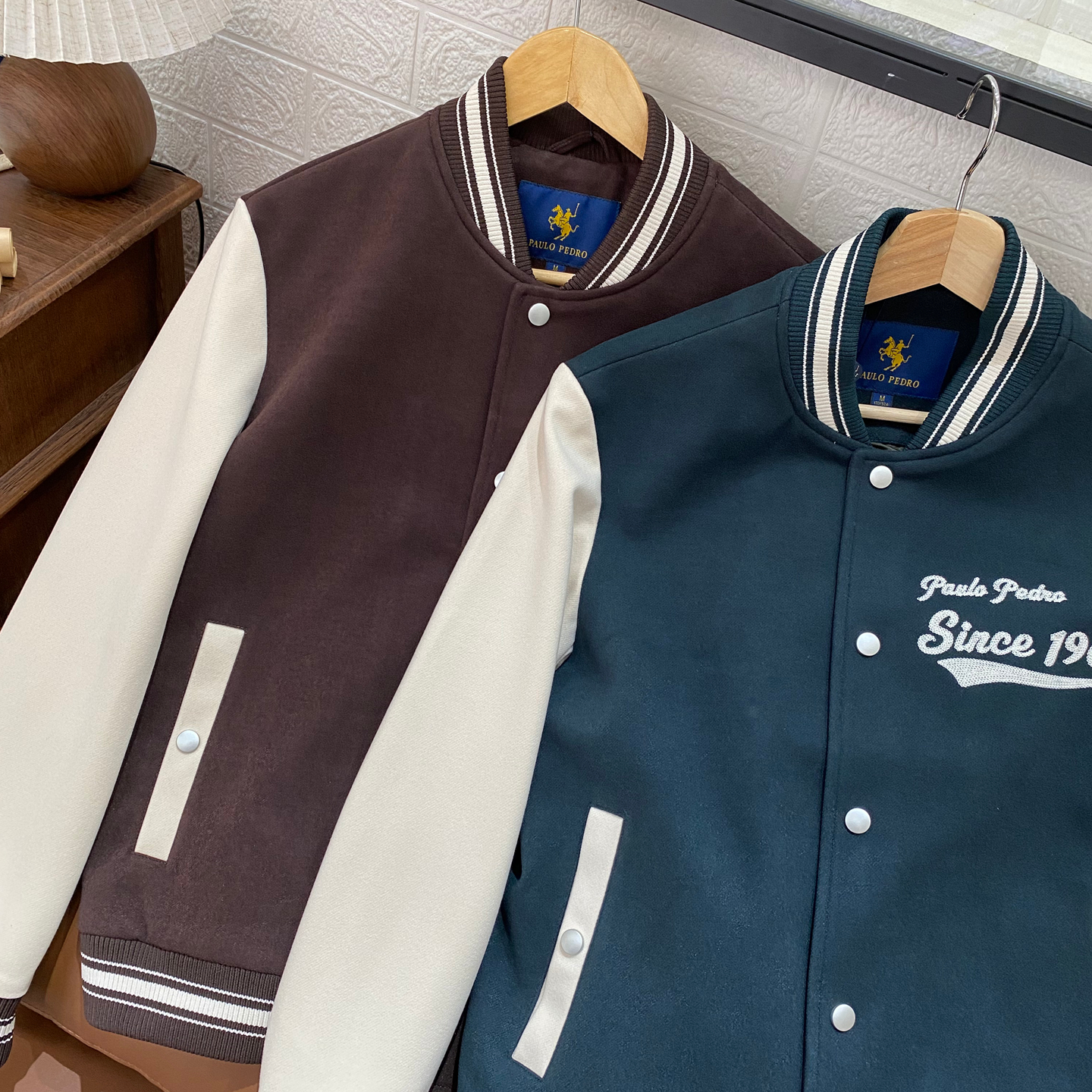 保罗彼得男士棒球服撞色夹克