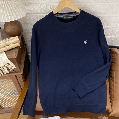 男士圆领针织衫加绒加厚一款两色