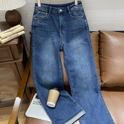 女式牛仔裤阔腿裤加绒时尚百搭