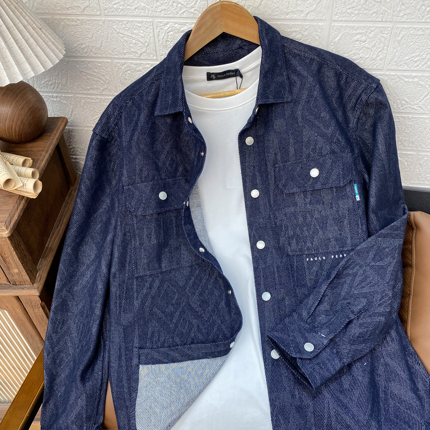 保罗彼得专柜正品男士翻领牛仔衬衫2025秋季新款时尚CKECC00120