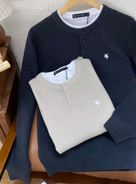 保罗彼得专柜正品新款男士针织假两件圆领内搭百搭舒适DTECZ00821