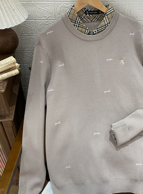 保罗彼得 新款 男士翻领假两件长袖针织衫商务休闲百搭MMDC48850