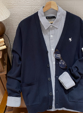 保罗彼得 专柜正品男式针织开衫 精致小马标 简约时尚ZUECZ00540