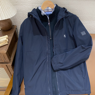 保罗彼得专柜正品男士加绒连帽夹克外套2025秋季新款SHECU00270