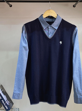 保罗彼得专柜正品秋上新男士经典假两件长袖针织衫商务TCECZ00380