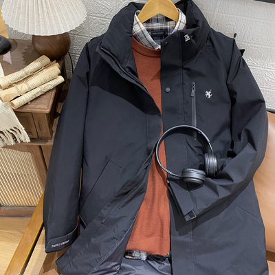 男士鹅绒中长款羽绒服冬季新款