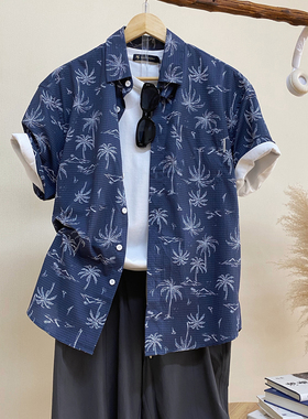 保罗彼得专柜正品男士新款印花衬衫短袖不易变形百搭CWFBC00700