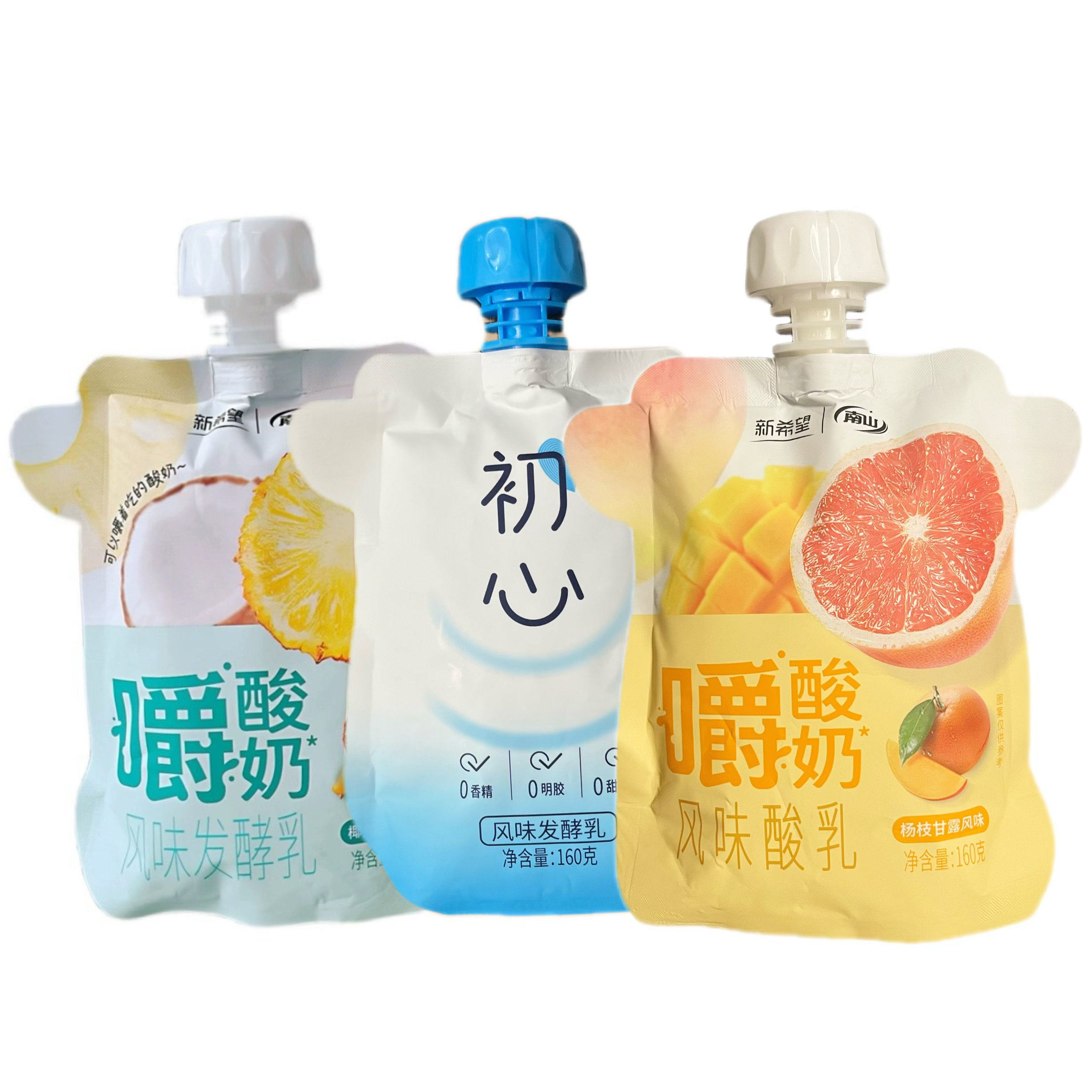 新希望袋装酸奶系列嚼酸奶菠萝味杨枝甘露味初心混装6/12袋装
