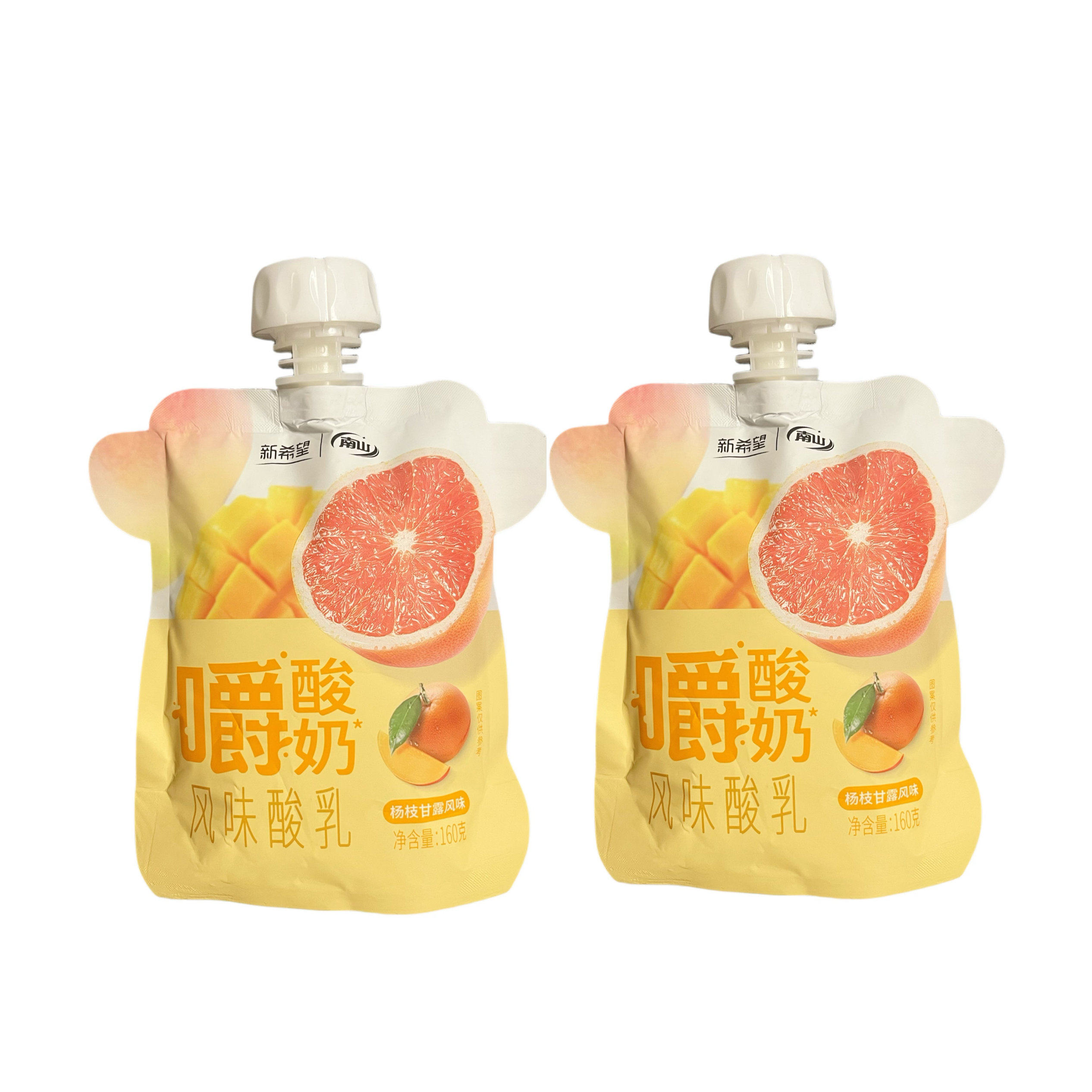新希望南山嚼酸奶风味发酵乳杨枝甘露口味160克6/12袋装