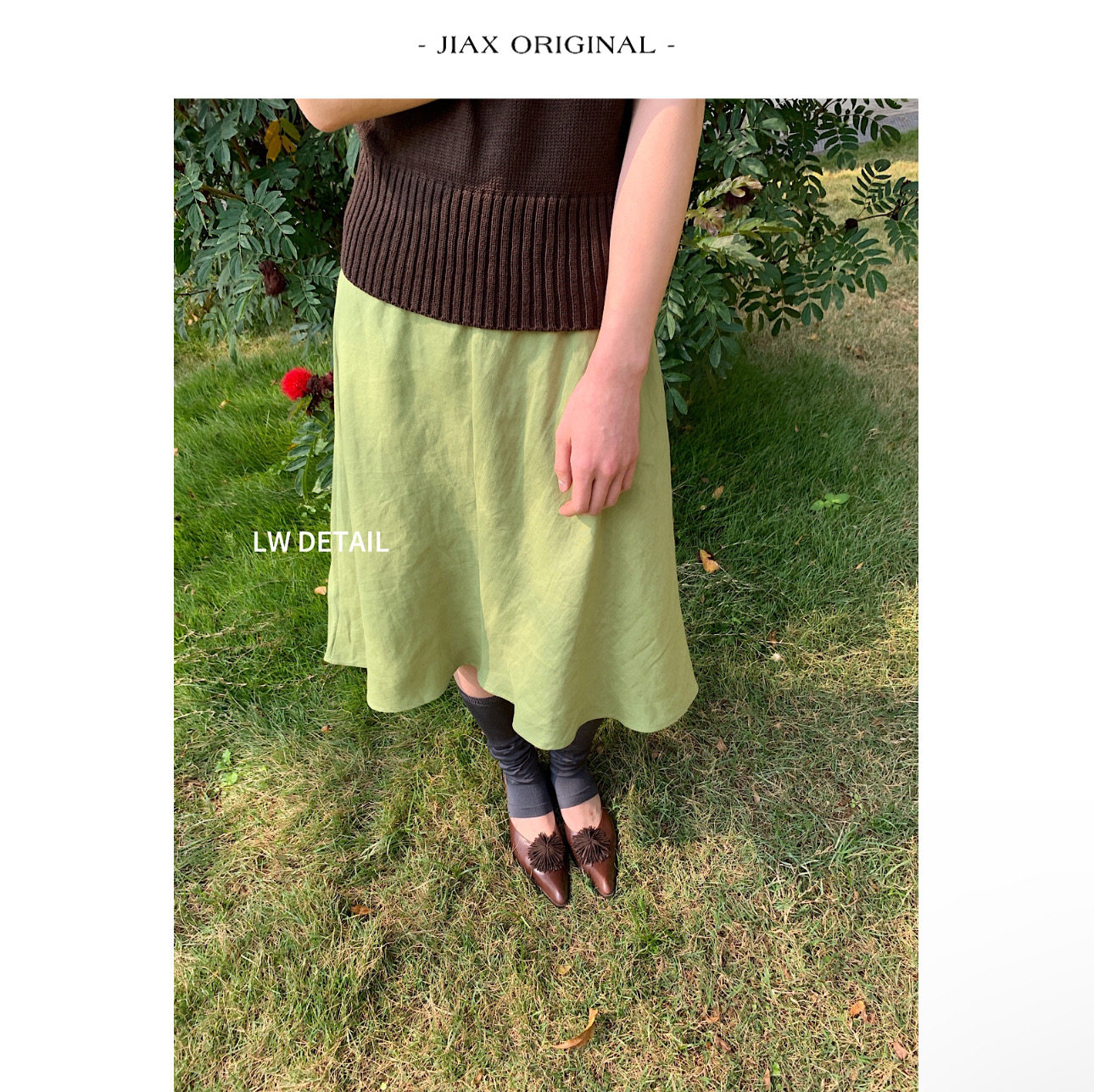 JIAX 春夏复古纯亚麻半身裙女ins韩系高腰显瘦中长款a字伞裙半裙