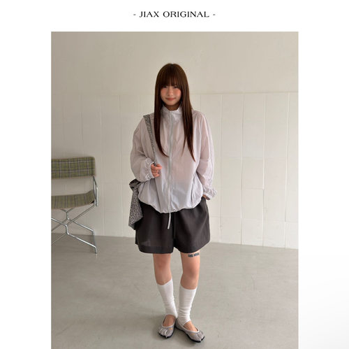 UPONE 春夏韩系下摆抽绳立领薄款外套女ins韩版宽松长袖防晒衣