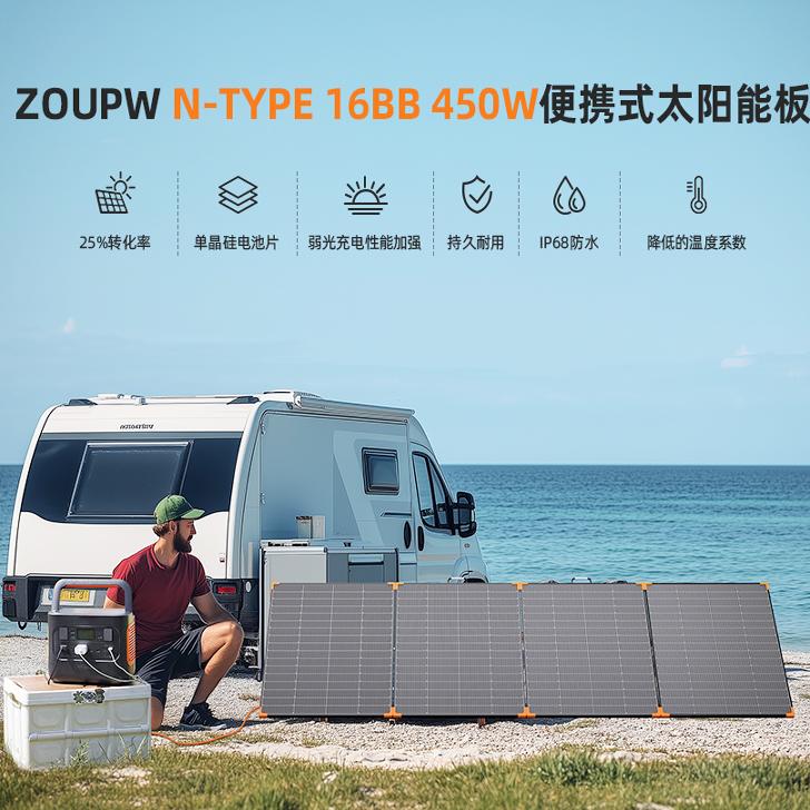 ZOUPW 12BB PERC 450W便携式太阳能板