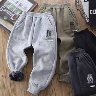 JXK5556北极绒加厚刺绣运动裤 清