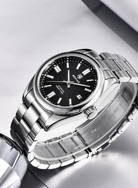 宾雅BENYAR手表男全自动机械表商务防水夜光钢带学生BY5185