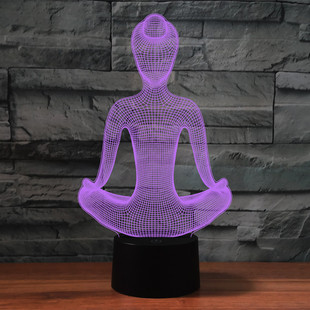 佛陀静坐打坐冥想灯七彩3D小夜灯充电可定制logo喂奶起夜装饰台灯